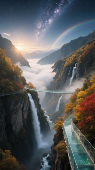 Это море облаков, более реальное, чем волшебная страна, парит над тысячеметровой скалой.