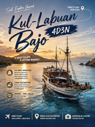 🌴✈️ KUL → Labuan Bajo | 4D3N Adventure Awaits 🌊🐠