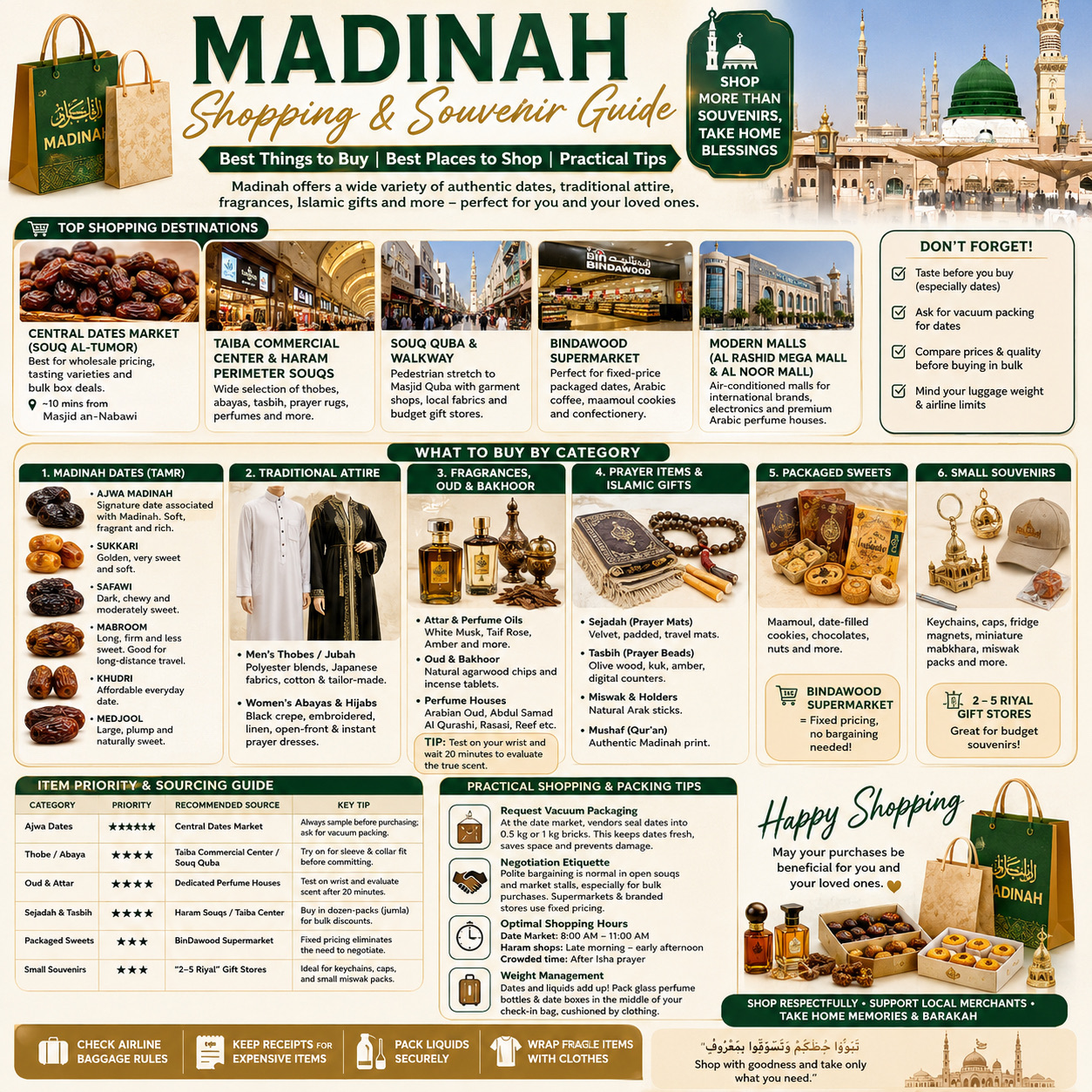 🕌 คู่มือการช้อปปิ้งและซื้อของที่ระลึกในมาดินาห์: สินค้าห้ามพลาดและเคล็ดลับจากคนในพื้นที่ 🇸🇦