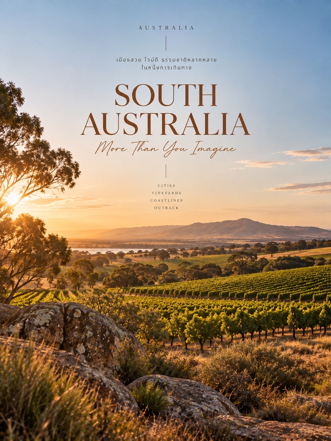🇦🇺 AUSTRALIA TRAVEL GUIDE | ZONE 05

SOUTH AUSTRALIA — เมืองสวย ไวน์ดี ธรรมชาติสุดอลังการ 🍷🌿

South Australia เป็นรัฐที่เที่ยวได้หลายอารมณ์ในทริปเดียว ตั้งแต่เมือง Adelaide ที่เดินเที่ยวง่าย ไปจนถึงไร่องุ่นระดับโลก เกาะธรรมชาติ และภูมิประเทศแบบ Outback

📍 1. Adelaide
เมืองหลวงของรัฐ บรรยากาศสบาย ๆ มีทั้ง Adelaide Central Market, Botanic Garden, Adelaide Oval, ย่านคาเฟ่ และชายหาดอย่าง Glenelg
เหมาะสำหรับเริ่มต้นทริปและใช้เป็นฐานออกไปเที่ยวเมืองรอบ ๆ

🚆 การเดินทางใน Adelaide
มี Bus / Train / Tram ครอบคลุมพื้นที่หลัก และตั้งแต่ปี 2026 สามารถใช้ Tap & Pay ด้วยบัตรหรือ Digital Wallet ได้บนระบบ Adelaide Metro
ตั้งแต่ 1 ต.ค. 2026 ค่าโดยสาร Regular แบบ Tap & Pay อยู่ที่ประมาณ A$4.50 Off-Peak / A$6.80 Peak และ Daytrip A$12.90 (Adelaide Metro)

🍷 2. Barossa Valley
หนึ่งในแหล่งไวน์ชื่อดังของออสเตรเลีย อยู่ห่าง Adelaide ประมาณ 50–60 นาทีโดยรถ
โดดเด่นเรื่องไร่องุ่น Cellar Doors อาหารท้องถิ่น และหมู่บ้านเก่าแก่
เหมาะกับการเที่ยวแบบ Day Trip แต่ถ้ามีเวลา 2–3 วันจะได้สัมผัสบรรยากาศมากกว่า (South Australia)

🌿 3. Kangaroo Island
เกาะแห่งธรรมชาติและสัตว์ป่า จุดเด่นคือ Seal Bay, Flinders Chase, Remarkable Rocks, Admirals Arch และ Vivonne Bay
จาก Adelaide ขับรถประมาณ 1.5 ชั่วโมงไป Cape Jervis แล้วต่อ Ferry ไป Penneshaw
แนะนำเช่ารถเที่ยวเอง เพราะระยะทางบนเกาะค่อนข้างไกล 🦘

💰 ค่าเข้าที่ควรรู้
Flinders Chase National Park มีค่าเข้า และ Kangaroo Island มี Tour Pass ที่รวมหลายสถานที่ เช่น Flinders Chase และ Seal Bay
ราคาปัจจุบันของ Kangaroo Island Tour Pass สำหรับผู้ใหญ่คือประมาณ A$95 และมีอายุ 12 เดือน (บริการอุทยานและสัตว์ป่า SA)

🏜️ 4. Flinders Ranges
ภูมิประเทศ Outback ที่โดดเด่นด้วยภูเขาหินสีแดง หุบเขา และทิวทัศน์กว้างสุดสายตา
จุดที่น่าสนใจ ได้แก่ Ikara–Flinders Ranges National Park, Wilpena Pound, Bunyeroo Valley และ Arkaroola

🚗 การเดินทางเหมาะกับ Self-drive / Road Trip มากที่สุด
จาก Adelaide ไปทาง Port Augusta ใช้เวลาประมาณ 3.5 ชั่วโมง และเส้นทางเข้าเขต Outback บางช่วงเป็นถนนไม่ลาดยาง จึงควรเช็กสภาพถนน น้ำมัน และเสบียงก่อนเดินทาง (South Australia)

🌸 ช่วงเวลาน่าเที่ยว
Autumn – Spring เหมาะกับการเที่ยว Flinders Ranges มากกว่า เพราะอากาศเย็นกว่าสำหรับเดินเขาและขับรถชมวิว
ส่วน Adelaide, Barossa และ Kangaroo Island สามารถเที่ยวได้ตลอดปี โดยแต่ละฤดูกาลให้บรรยากาศแตกต่างกัน (South Australia)

📸 มุมถ่ายรูปที่ควรเก็บ
· Adelaide — เมือง + อาคารสวย + Central Market
· Barossa — ไร่องุ่นช่วง Golden Hour 🍇
· Kangaroo Island — Remarkable Rocks + ชายฝั่ง
· Flinders Ranges — ภูเขาหินแดงช่วงพระอาทิตย์ตก 🌅

💡 ทิป
South Australia เหมาะมากกับการเที่ยวแบบ Road Trip เพราะสถานที่สำคัญกระจายอยู่คนละทิศ
ถ้าอยากเที่ยวหลายพื้นที่ แนะนำเผื่อเวลาอย่างน้อย 5–7 วัน และควรวางเส้นทางล่วงหน้า โดยเฉพาะ Kangaroo Island และ Flinders Ranges

#AustraliaTravel #SouthAustralia #Adelaide #เที่ยวออสเตรเลีย