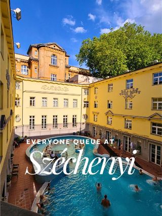 Everyone queue at Széchenyi, Lukács sits quietly on the Buda side.