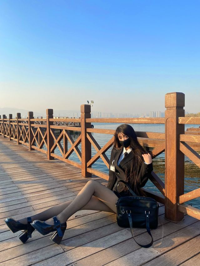 初冬的晉陽湖是不需要濾鏡的美