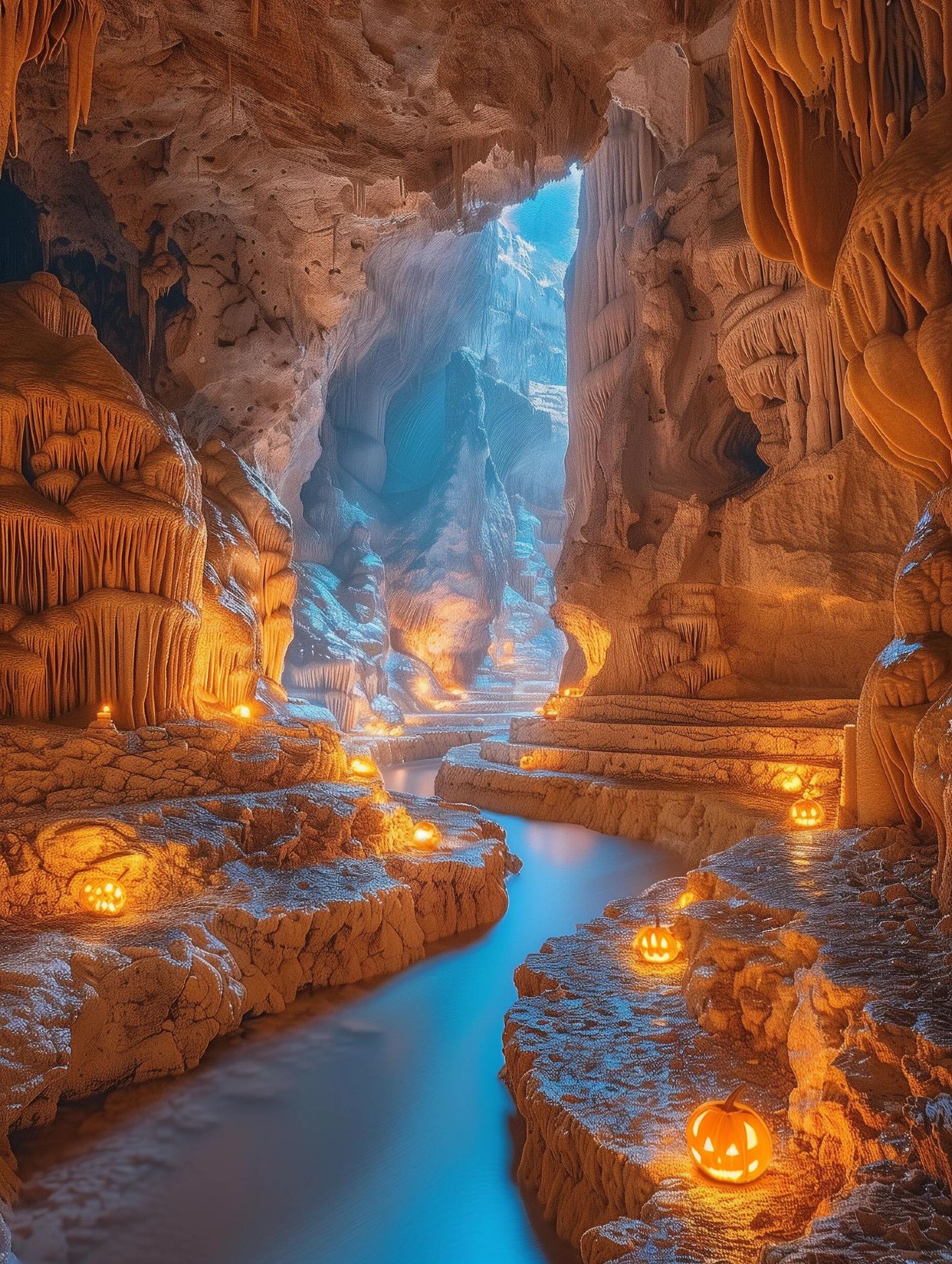 Wonderland of Zhijin Cave after sunset