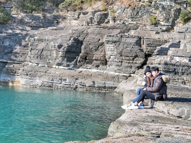 해식동굴에서 인증샷 찍고 공룡발자국 찾기👣