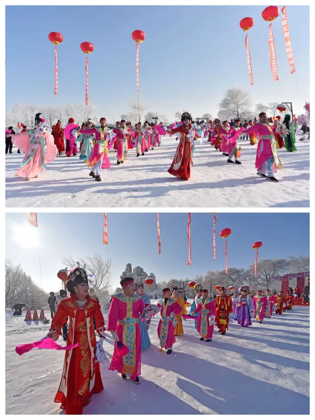 Jilin Rime Island, a grand yangko dance in the icy and snowy land, bursts into life with vibrant energy