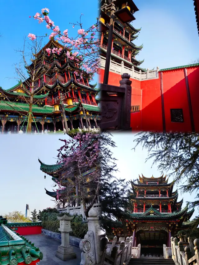 【Hong'en Temple: Ancient Architecture Reflects the Sea of Flowers, Offering a Panoramic View of the City's Scenery】