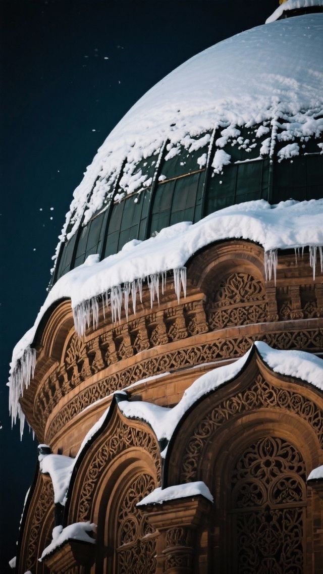 雪夜教堂美如畫