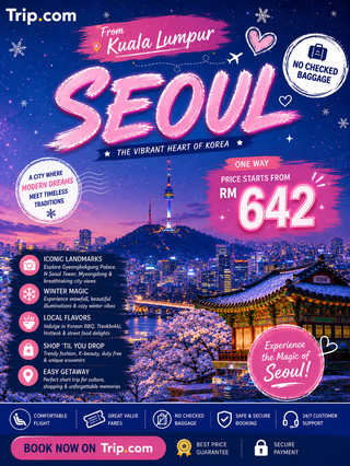🌸✈️KUALA LUMPUR → SEOUL 🇰🇷 | YOUR KOREAN ESCAPE AWAITS
Dreaming of colourful streets, unforgettable food, beautiful scenery and the exciting energy of Korea? It’s time to make Seoul your next destination! ✨
Fly from Kuala Lumpur to Seoul with Batik Air and experience a city where traditional Korean culture blends beautifully with modern city life. From historic palaces and peaceful hanok villages to dazzling skyscrapers, trendy cafés, lively markets and incredible nightlife, Seoul is a destination full of surprises.
🌟 WHY SEOUL SHOULD BE ON YOUR TRAVEL LIST
🏯 Step into history at Gyeongbokgung Palace
📸 Capture stunning views from N Seoul Tower
🏘️ Explore the traditional beauty of Bukchon Hanok Village
🍜 Indulge in authentic Korean favourites and delicious street food
🛍️ Shop for fashion, K-beauty and unique souvenirs
🌃 Experience the vibrant atmosphere of Myeongdong and Hongdae
🌸 Enjoy beautiful parks, seasonal scenery and relaxing city walks
☕ Discover Seoul’s trendy cafés, hidden gems and local neighbourhoods
✈️ Batik Air
📍 Kuala Lumpur → Seoul
💰 From RM642 One Way
🧳 No Checked Baggage
🇰🇷 Destination: Seoul, South Korea
💗 TRAVEL LIGHT. EXPLORE MORE. EXPERIENCE SEOUL.
Whether you’re planning a fun-filled holiday with friends, a romantic getaway, a food adventure or your first trip to Korea, Seoul offers endless experiences to discover. Wake up to beautiful city views, spend your day exploring iconic landmarks, enjoy delicious Korean cuisine and end your evening surrounded by the glowing lights of the city.
From traditional culture to modern adventures, Seoul is ready to give you stories worth remembering. Pack your essentials, grab your camera and get ready to create unforgettable memories in the heart of South Korea.
✨ Your journey begins in Kuala Lumpur. Your next unforgettable chapter begins in Seoul. 🇰🇷💗 #travel2026 #travel #seoul #koreatrip #thingstodo #beautifuldestinations