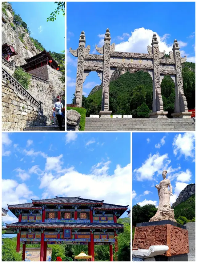 The millennia-old Huaxian Palace stands picturesquely atop a cliff