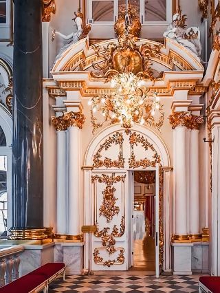 The Winter Palace, located on the banks of the Neva River, is the largest and most distinctive Baroque building in St. Petersburg.