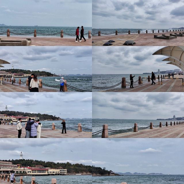 煙台濱海廣場觀賞秋天的大海。