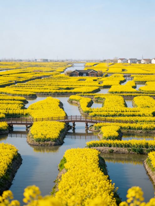 世界で最も美しい水上の菜の花畑、それこそ春に必ず訪れるべき夢の絶景