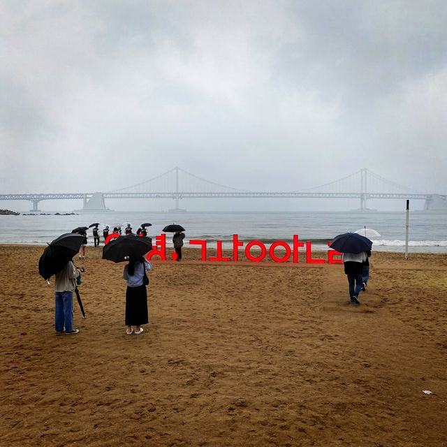 Amazing beach in rainy weather 