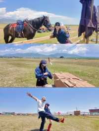 在昭蘇的落日下，騎馬、大笑、吃到飽