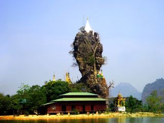 【緬甸】漂浮在湖面上的奇岩寶塔「喬卡拉寶塔」