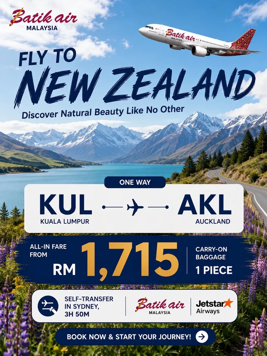 ✨ Your New Zealand Adventure Starts from RM1,715 🇳🇿