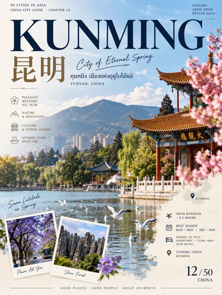 🇨🇳 KUNMING 3 DAYS 2 NIGHTS昆明 — เมืองแห่งฤดูใบไม้ผลิ ดอกไม้สวย อากาศดี และเที่ยวแบบ Slow Travel 