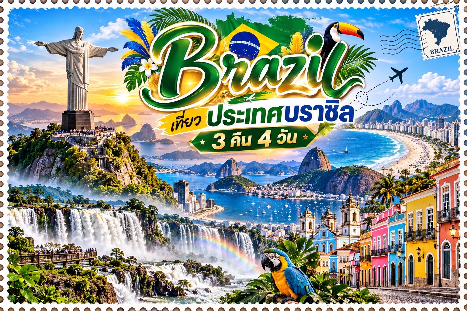 When it comes to a country brimming with life, music, unique culture, and magnificent nature, Brazil is the place to be. This large South American country boasts stunning beaches, lush green mountains, spectacular waterfalls, and charming old cities. 🇧🇷💚💛

📍 6 Must-Visit Tourist Attractions

🗽 1. Christ the Redeemer of Rio de Janeiro
A famous landmark atop Corcovado Mountain, this statue of Christ the Redeemer stands tall above the city, offering breathtaking views of the bay and mountains.

🏖️ 2. Copacabana Beach
A famous beach in Rio de Janeiro, perfect for seaside strolls, watching the sunset, and experiencing the lively atmosphere of this coastal city.

🏙️ 3. Rio de Janeiro City
A vibrant city that seamlessly blends mountains, sea, and Brazilian lifestyle. Ideal for photography, sampling local food, and enjoying panoramic views.

🎨 4. Salvador City
An old city with brightly colored houses and colonial architecture. And the distinctive Afro-Brazilian culture. Enjoyable strolls and beautiful photo opportunities everywhere.

🌈 5. Iguazu Falls
One of the world's greatest waterfalls, a massive cascade of water flows through lush green forest, creating a breathtaking sight with its spray and rainbows.

🦜 6. Pantanal Wetlands
A natural area with rich biodiversity, perfect for wildlife enthusiasts, those who enjoy colorful birds, and stunning wetland landscapes.

🗓️ Sample 3-night, 4-day itinerary:

· Day 1: Arrive in Rio de Janeiro, explore the city and stroll along Copacabana Beach.
· Day 2: Ascend to see the Christ the Redeemer statue and enjoy the city view from a key viewpoint.
· Day 3: Choose to explore the old town and cultural sites, or travel to Iguazu Falls, arranging flights accordingly.
· Day 4: Enjoy local cuisine, buy souvenirs, and depart.

✈️ Recommendation: If you only have 3 nights and 4 days, it's recommended to focus on Rio de Janeiro for a more relaxed experience. Iguazu Falls, Salvador, and Pantanal should be planned as separate trips or with additional days. Because they are so far apart.

#TravelBrazil #BrazilCountry #brazil #TravelAbroad #SouthAmerica #RioDeJaneiro #ChristTheRedeemer #CopacabanaBeach #IguazuFalls #SalvadorBrazil #Pantanal #Travel
