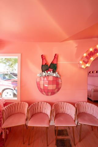Brooke's Bubble Bar Beyond the Bar Stools: Lounge Seats, the Neon Wall, and Bubbles to Share