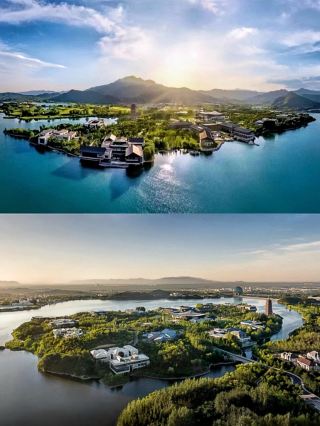 ทิวทัศน์อันงดงามของวิลล่าบนภูเขาเหยียนไป่ในปักกิ่งนั้นราวกับภาพวาด