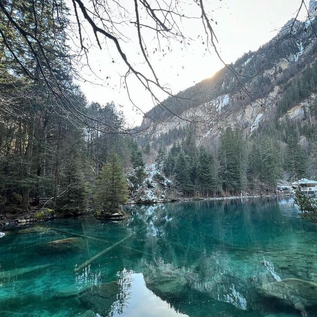Blausee lake in the valley 