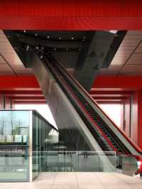 its eye-catching red exterior making it a popular spot for photos