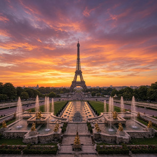 Sunset With the Eiffel Tower