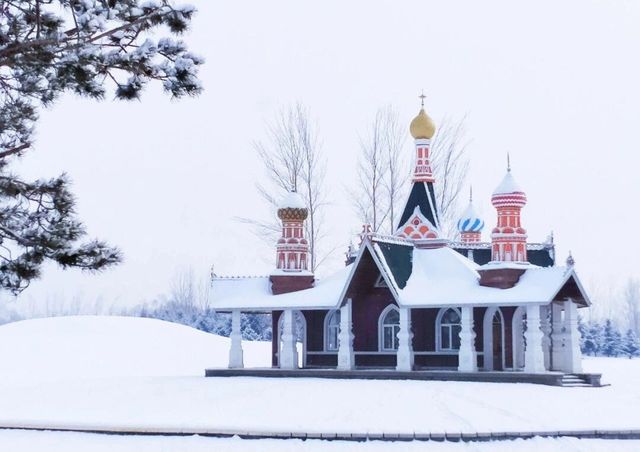 哈爾濱雪後的伏爾加莊園是童話的城堡