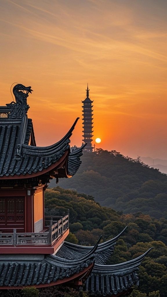 晨光中式建築絕景