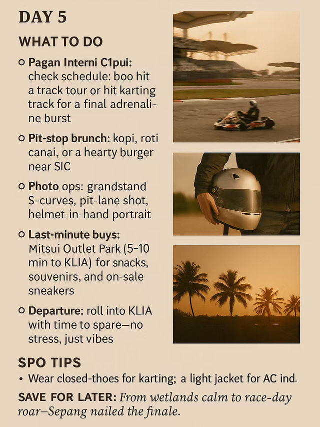 Itinerary | SEPANG IN 5 DAYS: Beaches, Wetlands & Full-Throttle Thrills (All Killer, No Filler)