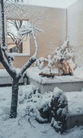 서리꽃 + 개인 온천｜이것이야말로 겨울의 최고 조합 아닐까요