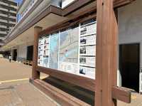 山口・萩。『幕末維新ゆかりの地』の看板あり『東萩駅』と観光にオススメ『スマイル貸自転車』