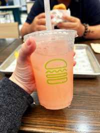 New White Truffle Burger & Peach Thyme Lemonade 
