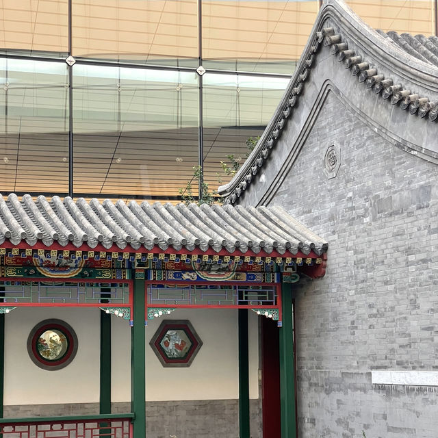 Traditional Chinese garden at the ultra-modern Daxing Airport