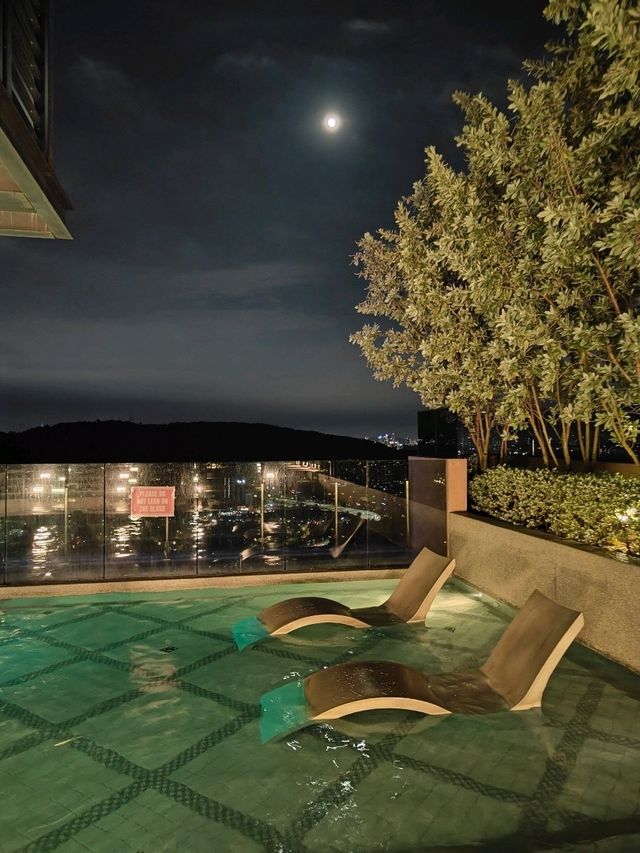 🌃 Rooftop Bliss at Mossaz Hotel, Damansara – A Moonlit Escape Above KL
