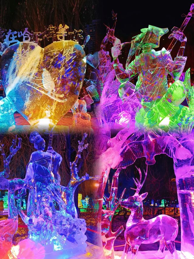 哈爾濱兆麟公園冰燈藝術遊園會的冰雕絕美