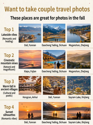 Looking to take couple travel photos? These autumn destinations are highly photogenic