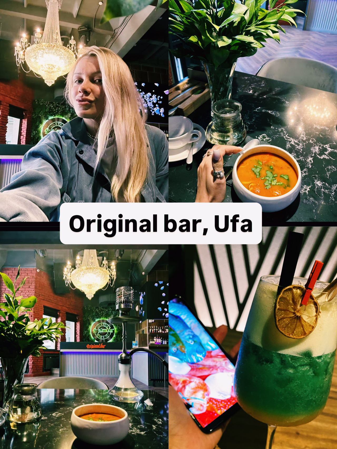Popular nice bar in historical beautiful quarter of Ufa, Russia 