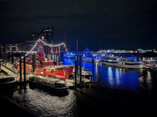 Hamburg harbour at night

