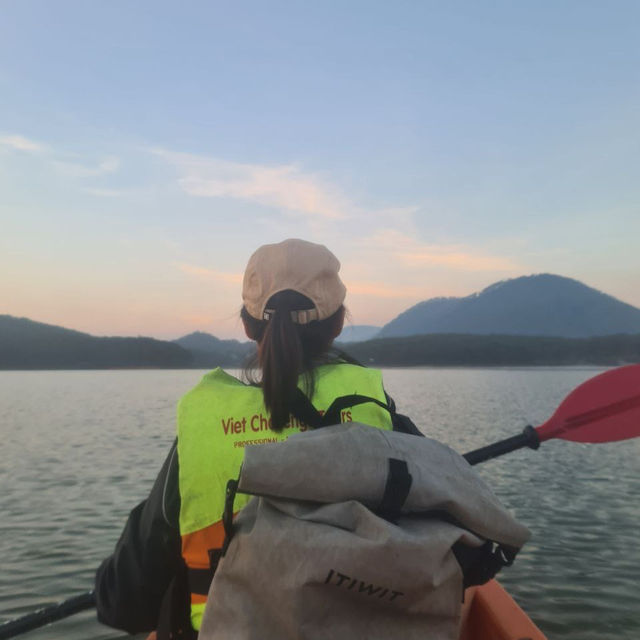 Catching sunrise on kayak