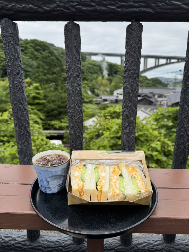 【大分旅行】別府の湯けむりを見ながら、地獄蒸したまごサンドを食べられるお店🥚