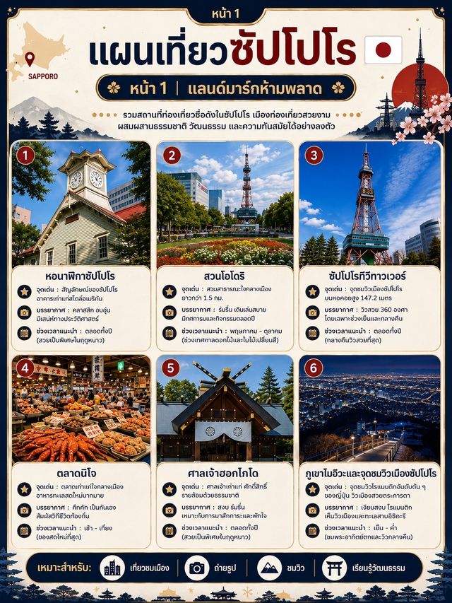 🇯🇵 แผนเที่ยวซัปโปโร ครบใน 3 หน้า