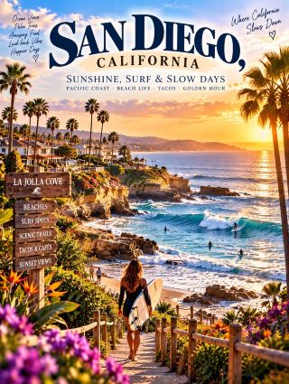 🌊 SAN DIEGO, TAKE IT SLOW.☀️ Coast · 🏄 Surf · 🌮 Tacos · 🌅 Sunsets