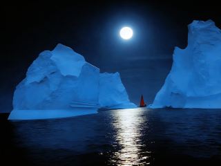 氷山の夜 グリーンランド島