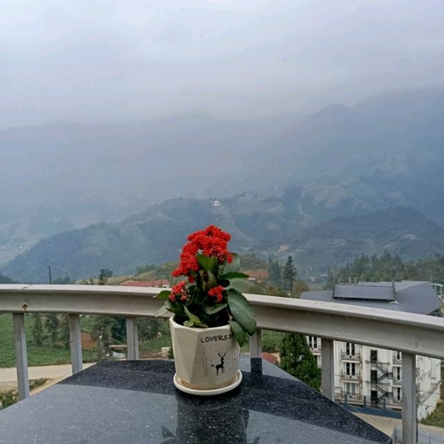 stunning view from the balcony for breakfast or coffee in Sapa