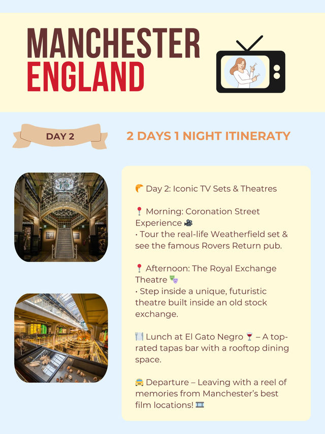 Manchester 2-Days itinerary 🎬📺