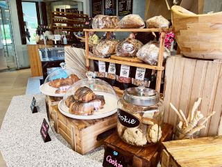 A stylish cafe in a luxury hotel