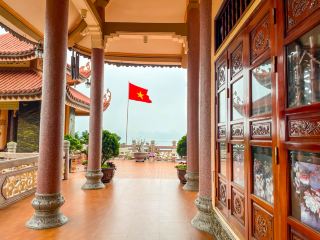 A scenic temple in Van Don District, Vietnam