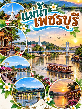 The Phetchaburi River is a vital waterway that has sustained the lives of the people of Phetchaburi for a long time. Its banks are rich in history, local culture, old houses, temples, and a uniquely charming and simple atmosphere, perfect for relaxation, experiencing nature, and capturing memorable photos. 📸🌳

✨ Highlights of a trip along the Phetchaburi River:
📍 Wat Mahathat Worawihan: Admire the beautiful Thai architecture and the distinctive white pagoda.
📍 Wat Yai Suwannaram Worawihan: Experience the beauty of Phetchaburi's art and history.
📍 Phetchaburi Riverfront Communities: Stroll along the river and observe the local way of life and houses reflecting the charm of the old city.
📍 Riverside Cafes: Enjoy a cup of coffee, feel the cool breeze, and relax while admiring the river view. ☕
📍 Local Markets and Restaurants: Sample local dishes and famous Phetchaburi desserts.
📍 Sunset River Views: Enjoy the golden sunlight reflecting on the water's surface. A peaceful atmosphere perfect for photography. 🌅

💚 Travel Impressions:

The Phetchaburi River may not be a flashy tourist destination, but it's full of natural charm and a simple way of life. Strolling along the river, visiting temples, sampling delicious food, and relaxing while enjoying the view makes this trip truly joyful. Perfect for short trips with family, loved ones, or friends. If you enjoy relaxed, unhurried travel, we recommend experiencing Phetchaburi. ❤️

📍 Phetchaburi River, Phetchaburi Province
Slow down, soak in the atmosphere, and you'll discover small joys hidden along the river.

#PhetchaburiRiver #PhetchaburiTravel #PhetchaburiAttractions #RiversideLife #TempleVisits #RiversideCafes #PhetchaburiCity #ThailandTravel #TravelReview #RelaxingTravel 🌿📸