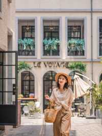 Summer citywalk, a tranquil French quarter with few people.